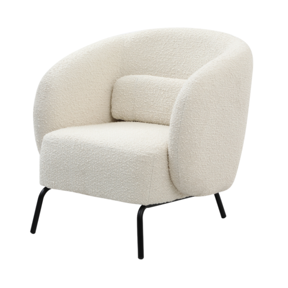Joey White Boucle Curved Armchair